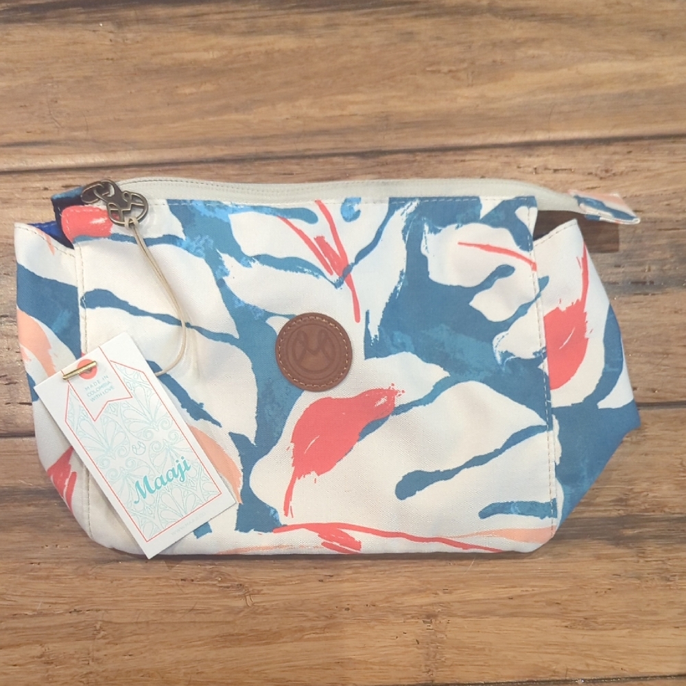 Maaji Blue and Coral Make Up Pouch